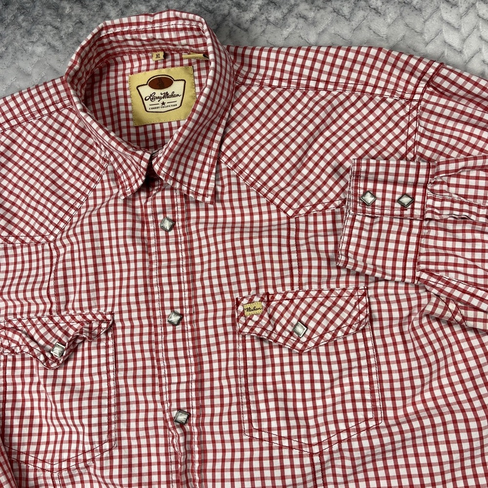 Larry Mahan Cowboy Collection Shirt Western Diamond Pearl Snaps Men XL Check